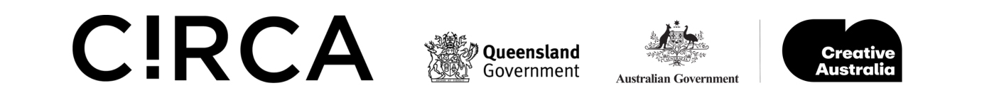 Logos for Circa, Queensland Government, Australian Government, and Creative Australia